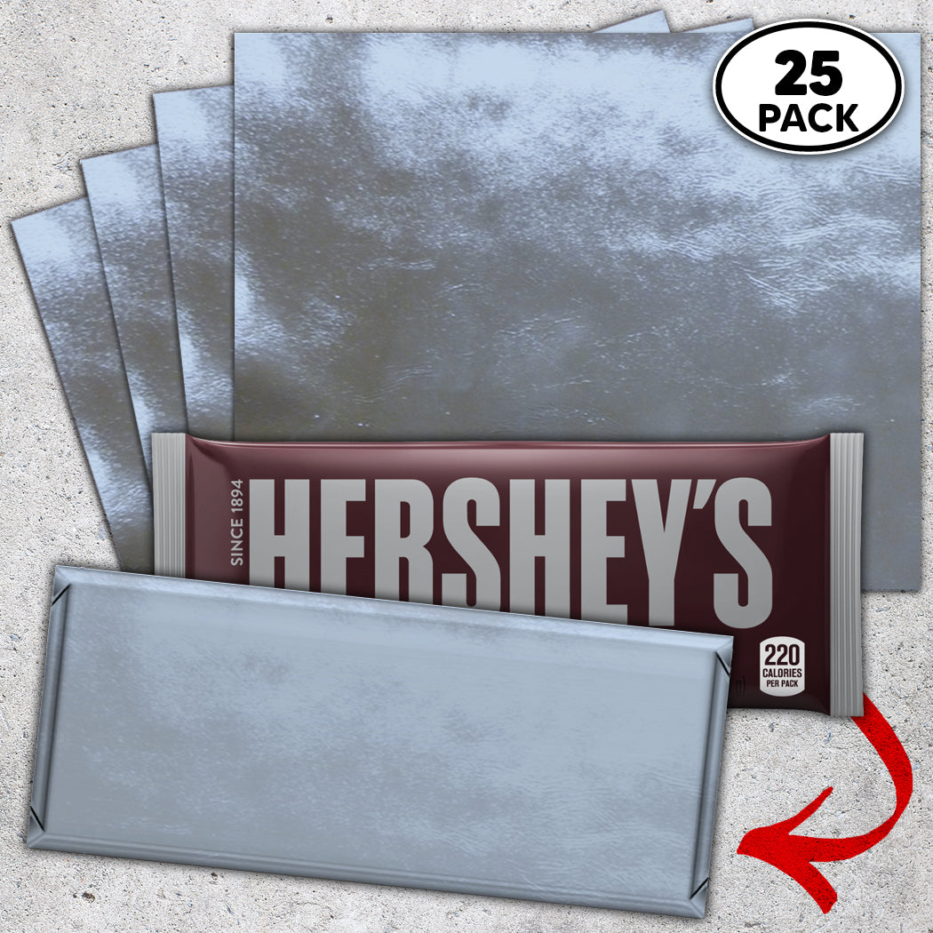 25 Baby Blue Candy Bar Foil Sheets With Paper Backing