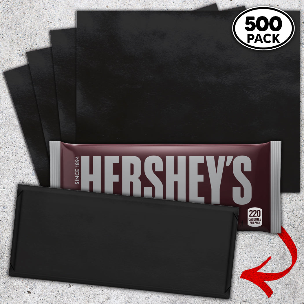 500 Black Candy Bar Foil Sheets With Paper Backing