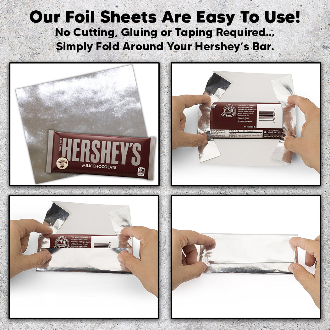 Silver Candy Bar Foil Sheets With Paper Backing